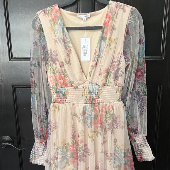 Baltic Born Floral Long Sleeve Maxi Dress - Cream and Pink - Picture 3 of 3